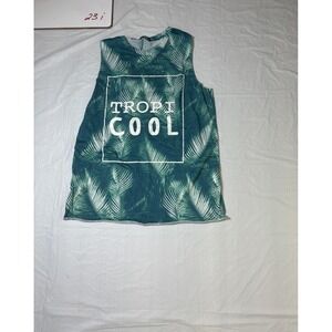 Womens Tezenis tank top, teal/white, palm tree, Tropi Cool, size Small